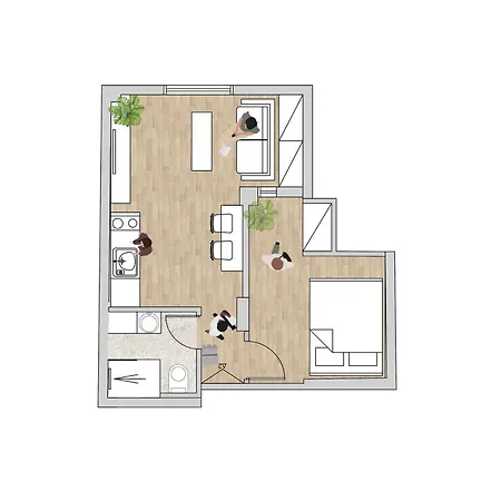 Apartment Honey Oak & Cream Patio By Nest